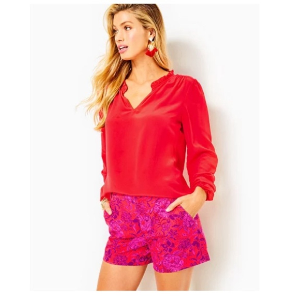 Lilly Pulitzer Gretchen High Rise Shorts “Amaryllis Red Secret” Size 8 NWT